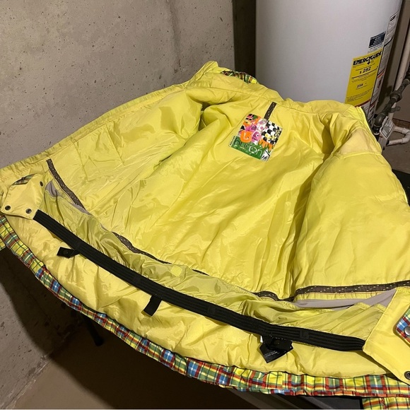 Burton Womens Size M Dryride Activity Jacket Yellow Plaid Hooded Vented Arms - Picture 8 of 11